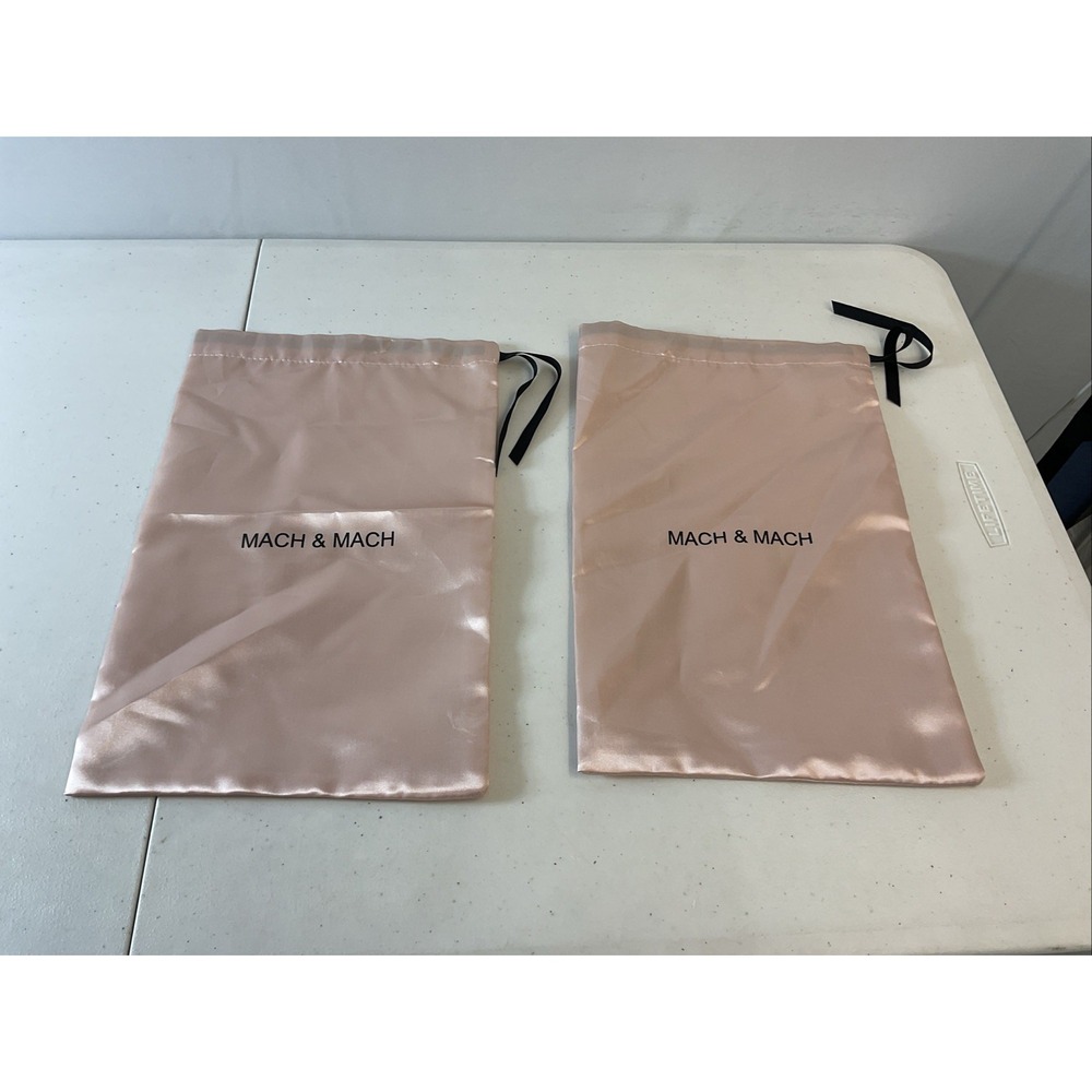Lot of 2 Mach & Mach Dust Bag Blush 14x9" satin drawstring